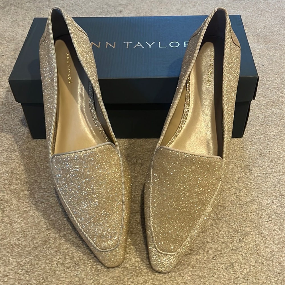 Ann Taylor Gold Glittery Flats